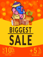 Vector illustration for Traditional Indian Festival Celebrate Happy Ganesh Chaturthi. Abstract text Space Background.