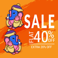 Vector illustration for Traditional Indian Festival Celebrate Happy Ganesh Chaturthi. Abstract text Space Background.