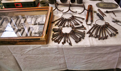 old rusty keys in a italian Antiquarian