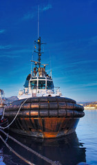 detail of tug boat in the gulf of la spezia