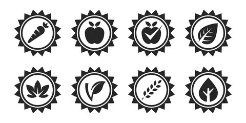 Organic natural label icons set