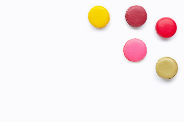 Colorful macarons isolated on white