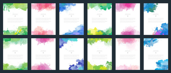 Big set of bright colorful vector watercolor background for poster, brochure or flyer - obrazy, fototapety, plakaty