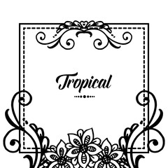 Beautiful wreath frame, vintage border, for template of tropical cards. Vector
