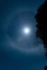 Fototapeta na wymiar 夜明けの満月と光のリング