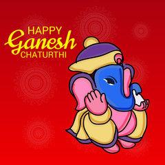 Vector illustration for Traditional Indian Festival Celebrate Happy Ganesh Chaturthi. Abstract text Space Background.