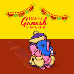 Vector illustration for Traditional Indian Festival Celebrate Happy Ganesh Chaturthi. Abstract text Space Background.