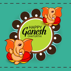 Vector illustration for Traditional Indian Festival Celebrate Happy Ganesh Chaturthi. Abstract text Space Background.
