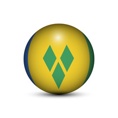 Flag of Saint Vincent in the form of a ball isolated on white background.