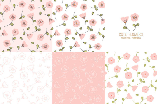 Cute flowers seamless pattern