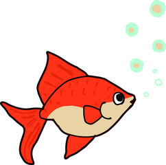 金魚　ワンポイント絵　水辺生物