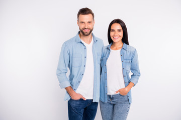 Portrait of his he her she nice-looking attractive lovely adorable cheerful cheery glad content...