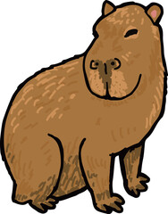 カピバラ　ワンポイント絵　水辺生物