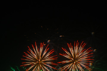 Colorful fireworks in night sky