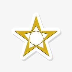 Gold star shape isolated on white background, golden star sticker icon