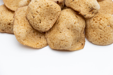 Traditional Thai snack, Rice cracker mix fish meat on white background