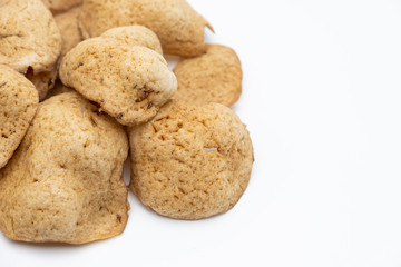 Traditional Thai snack, Rice cracker mix fish meat on white background