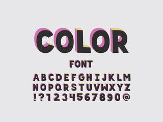 Color font. Vector alphabet 
