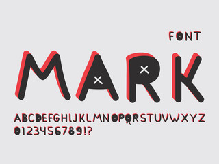 Mark font. Vector alphabet 