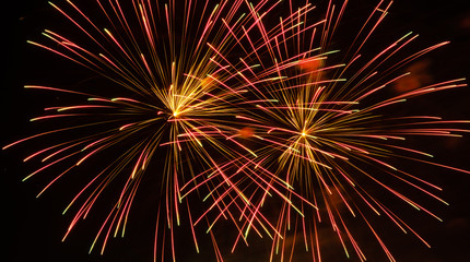 Colorful fireworks in night sky