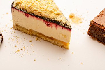 One cheesecake slice and copy space