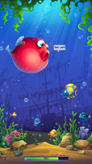 Fototapeta na wymiar Vector illustration loading screen with funny red fish