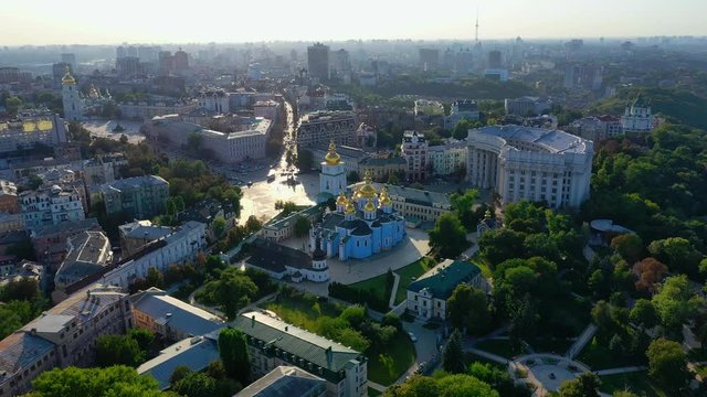 Aerial view of Mikhailovsky cathedral monastery Kyiv, Ukraine