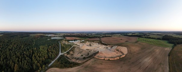 aerial view of a quarry - stones and sands for construction, open pit mine, extractive industry