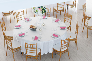 wedding table in restaurant. luxury wedding place