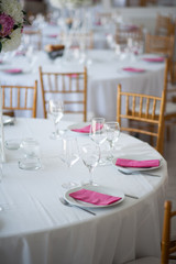 restaurant wedding table with glasses