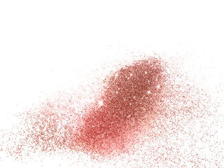 Pink glitter sparkles on white background