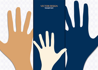 Raised hands, open palms. The concept of charity, volunteering, love, goodness, equality, racial and social issues.