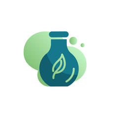 Eco laboratory flask icon vector, filled flat sign, Flask with leaf bicolor pictogram, green colors. Ecology symbol, logo illustration