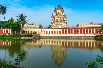Exterior of The Dakshineswar Kali Temple was founded around the middle of the 19th century by Rani Rashmoni.