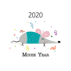 Funny mouse, symbol of 2020 year. Banner for your design