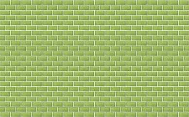 Green ceramic rectangle tile with cracked surface texture background. Big image of green tiled wall.