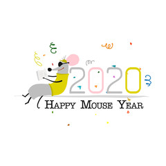 Funny mouse, symbol of 2020 year. Banner for your design