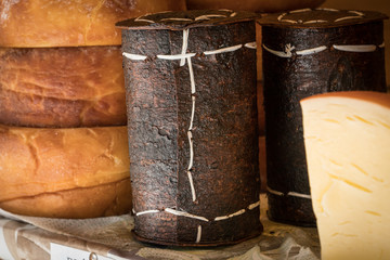 Traditional romanian cheese Brânză de burduf