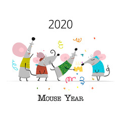 Funny mouse, symbol of 2020 year. Banner for your design