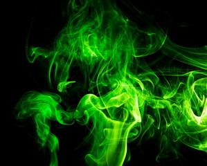Fototapeta premium Green smoke on black background