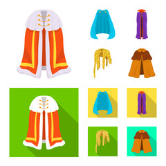 Vector illustration of material and clothing icon. Set of material and garment stock symbol for web.