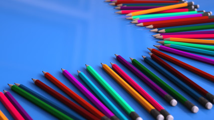 Fototapeta premium 3d rendering background with pencils of different colors