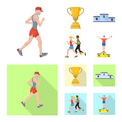Isolated object of sport and winner symbol. Set of sport and fitness stock vector illustration.