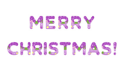 Inscription decorated with Christmas symbols.