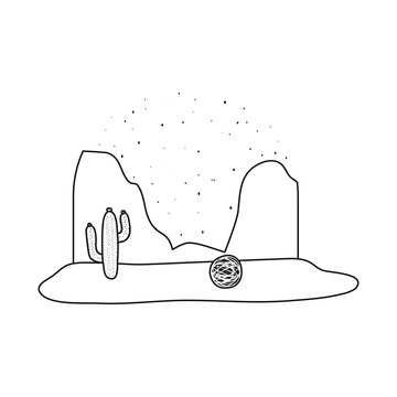 Vector design of cactus and rock sign. Set of cactus and night stock symbol for web.