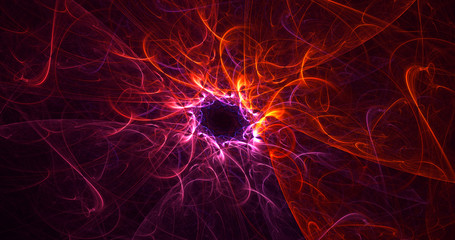 3D rendering multicolored abstract fractal on black background