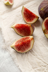 Ripe figs fruit sliced close-up, food