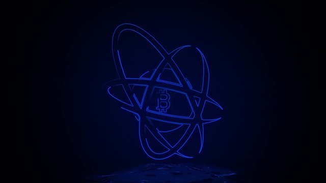 Bitcoin around the world in neon effect mp4 video on dark background