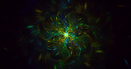 Fototapeta na wymiar 3D rendering multicolored abstract fractal on black background