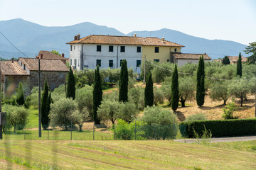 Fototapeta na wymiar Historic buildings at Piaggiori, Tuscany